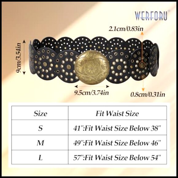 Vintage Western Disc Waist Belt Boho Style Adjustable Faux Leather Casual